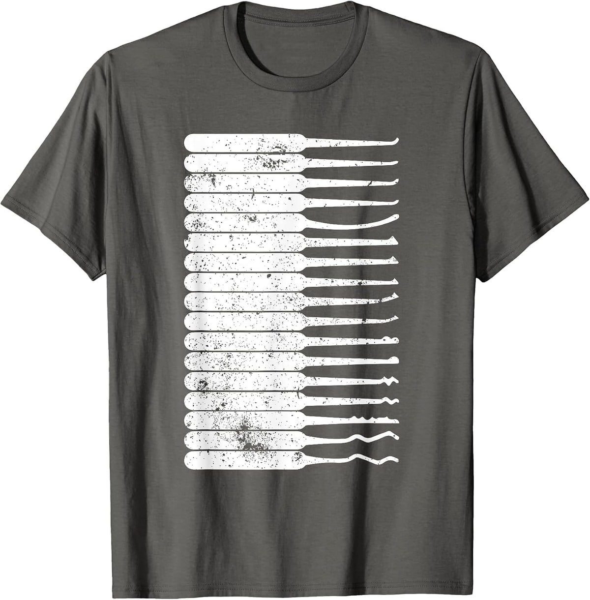 Funny Locksmith Art Men Dad Lock Picking Tools Key Lock T-Shirt - Asphalt Grey