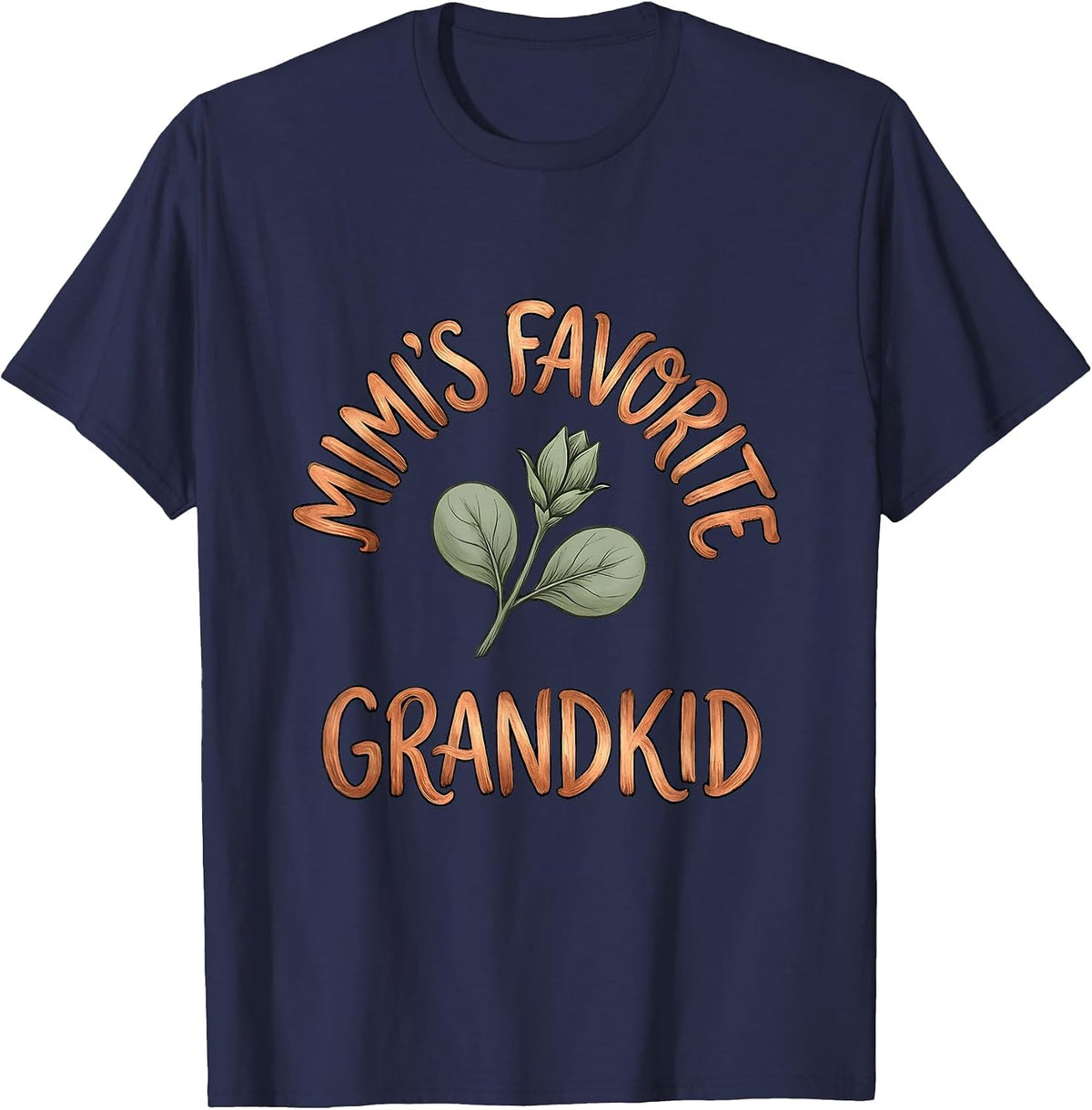 Mimi's Favorite Grandkid Boho Typography Grandmother Gift T-Shirt - Navy Blue