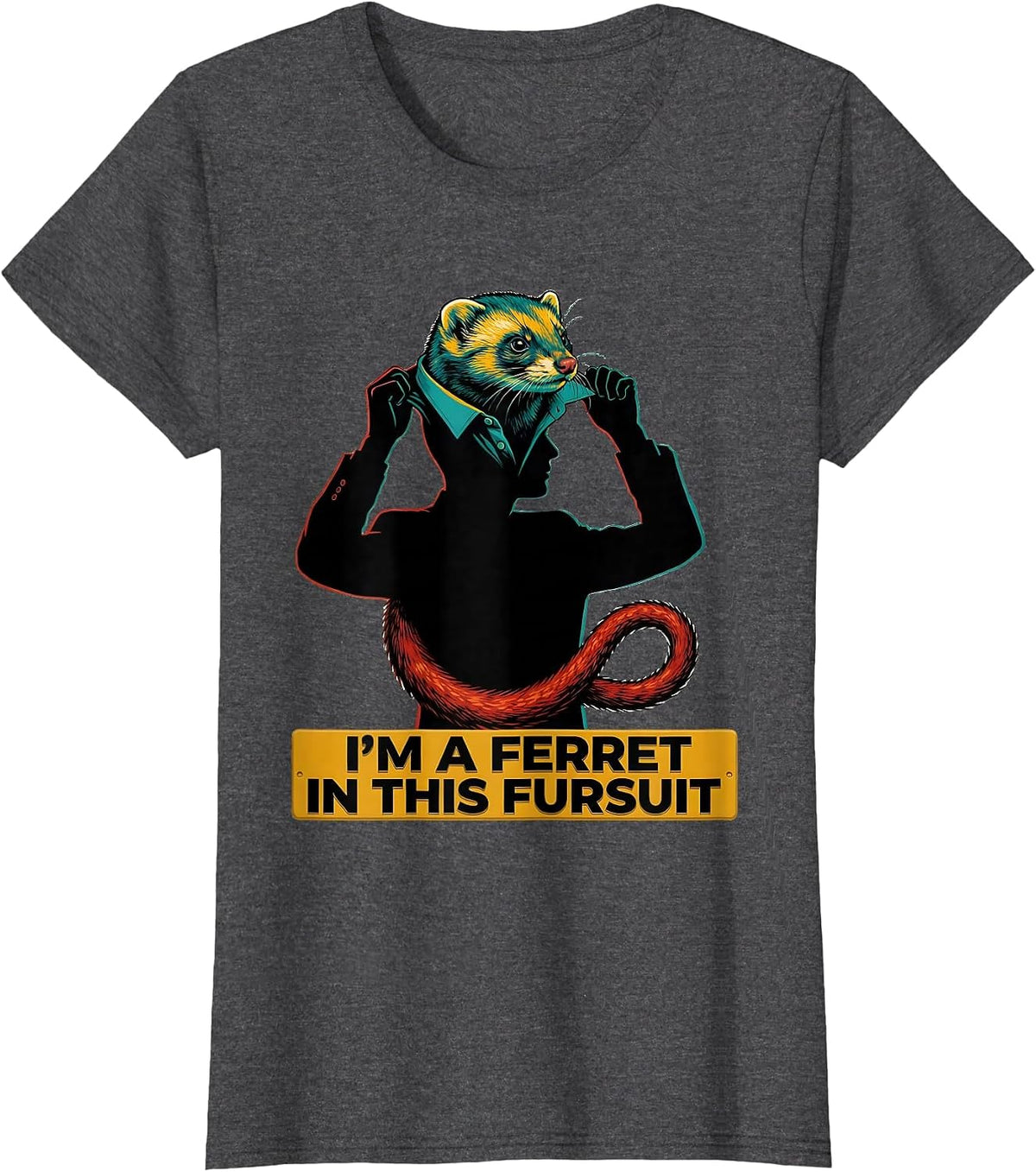 Women's I'm A Ferret In This Fursuit Funny Furry Fandom Fursona T-Shirt - Dark Heather Grey