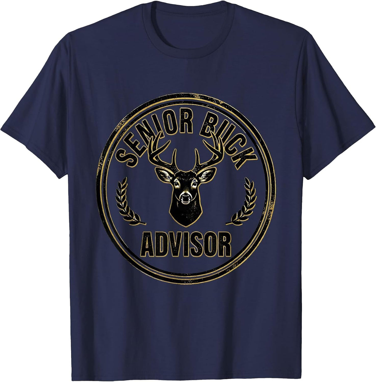 Men's Senior Buck Advisor Funny Deer Hunting Hunter Dad Gift T-Shirt - Navy Blue