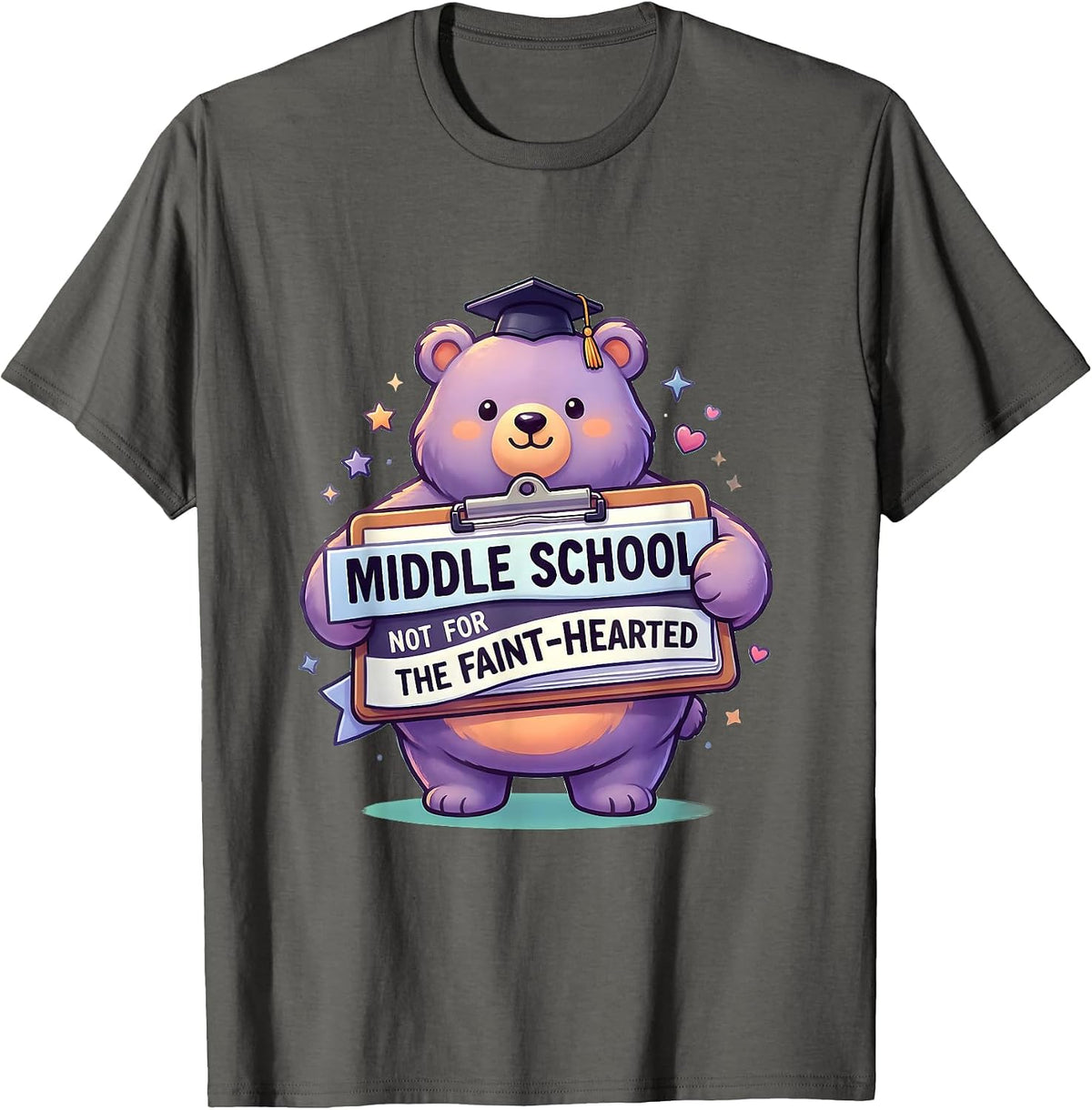 Middle School Not For The Faint-Hearted Teacher T-Shirt - Asphalt Grey