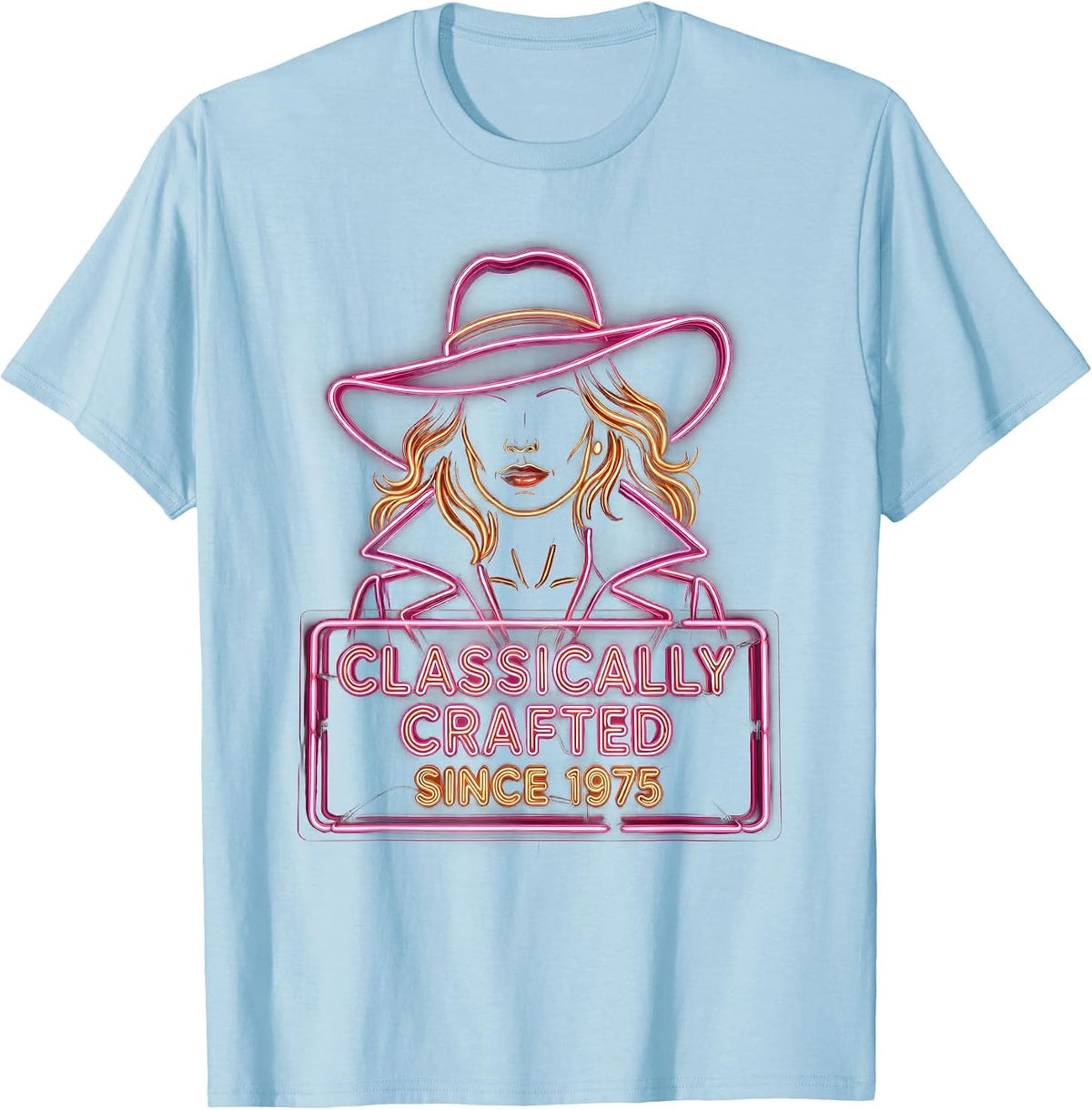 Classically Crafted Since 1975 Vintage Birthday T-Shirt - Baby Blue