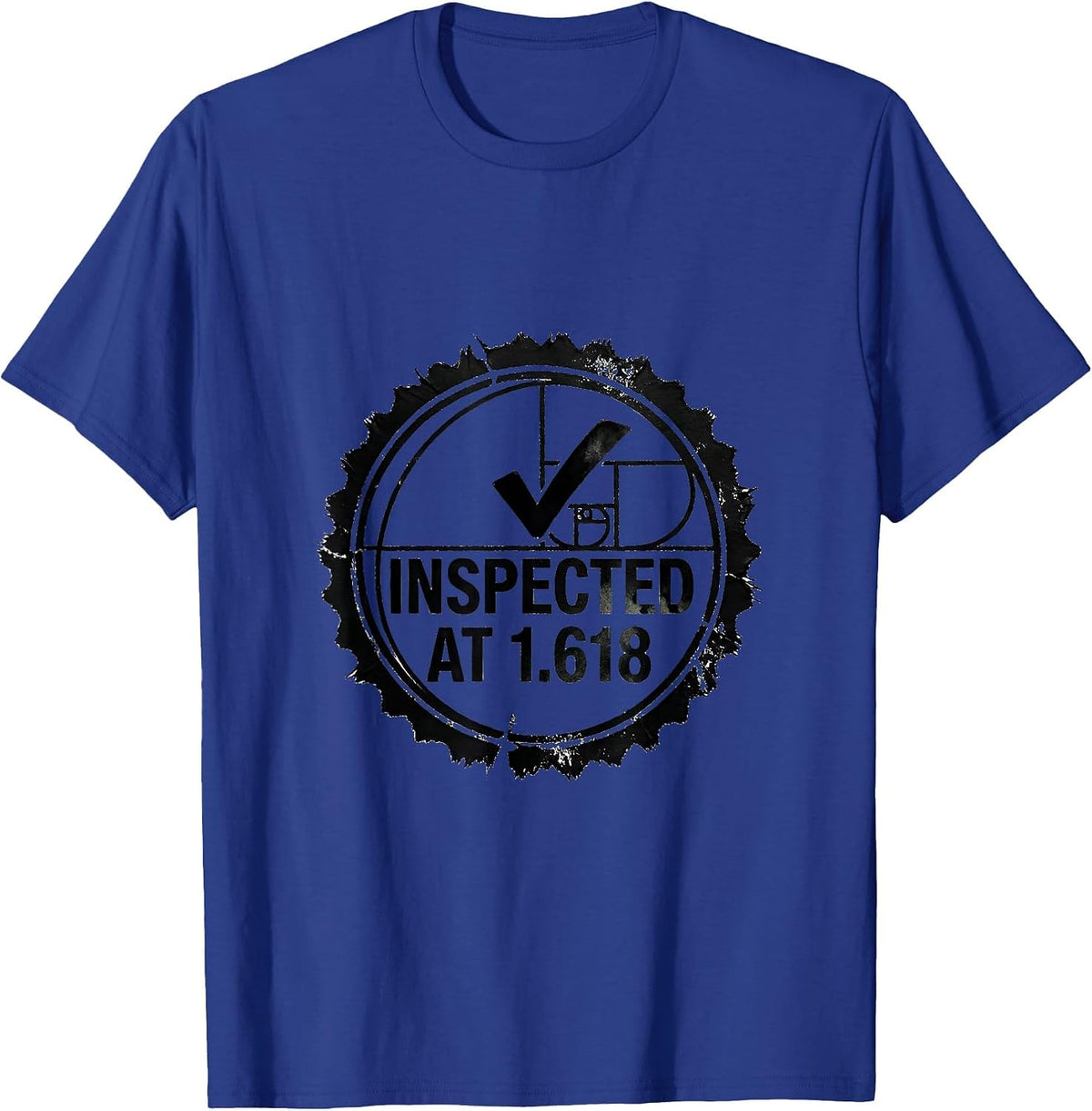 Men's Inspected At 1.618 Rubber Stamp Fibonacci Golden Ratio T-Shirt - Royal Blue