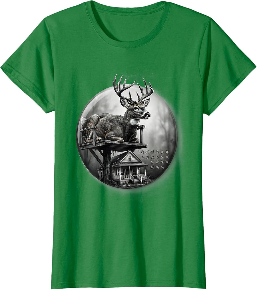 Women's Sealed Buck Badge Hunting Dad Humor T-Shirt - Kelly Green