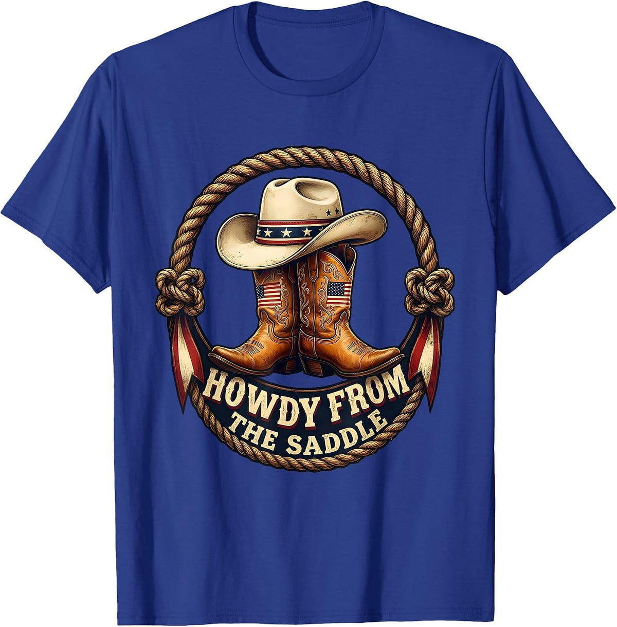 Howdy From The Saddle Cowgirl Graphic Design T-Shirt - Royal Blue