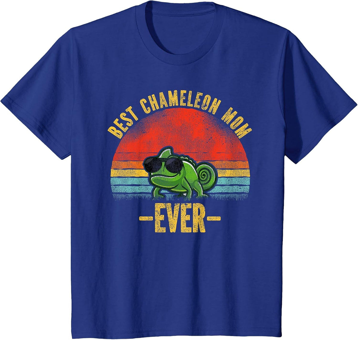 Best Chameleon Mom Ever Vintage Retro Sunset T-Shirt - Royal Blue