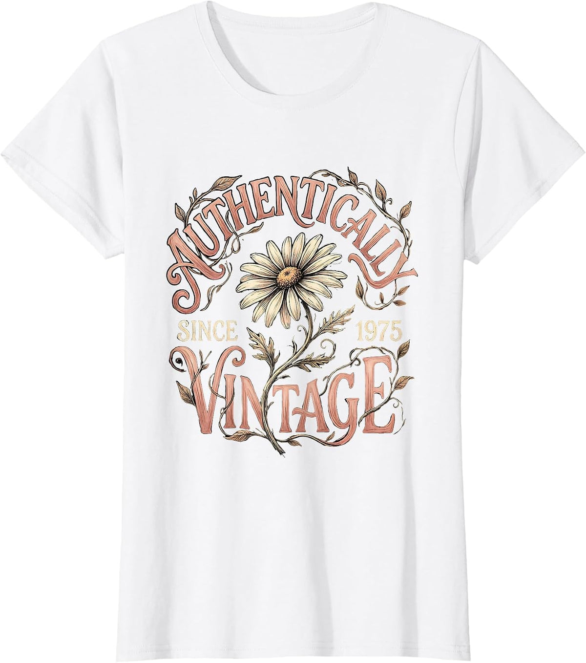 Authentically Vintage Since 1975 Classic Design T-Shirt - White