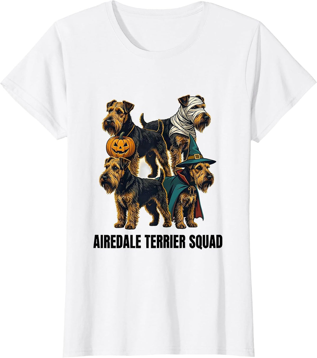 Airedale Terrier Squad Halloween Dog Owner Breed Costume T-Shirt - White