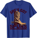 She's Got Spurs Girls Western Cowgirl Design T-Shirt - Royal Blue