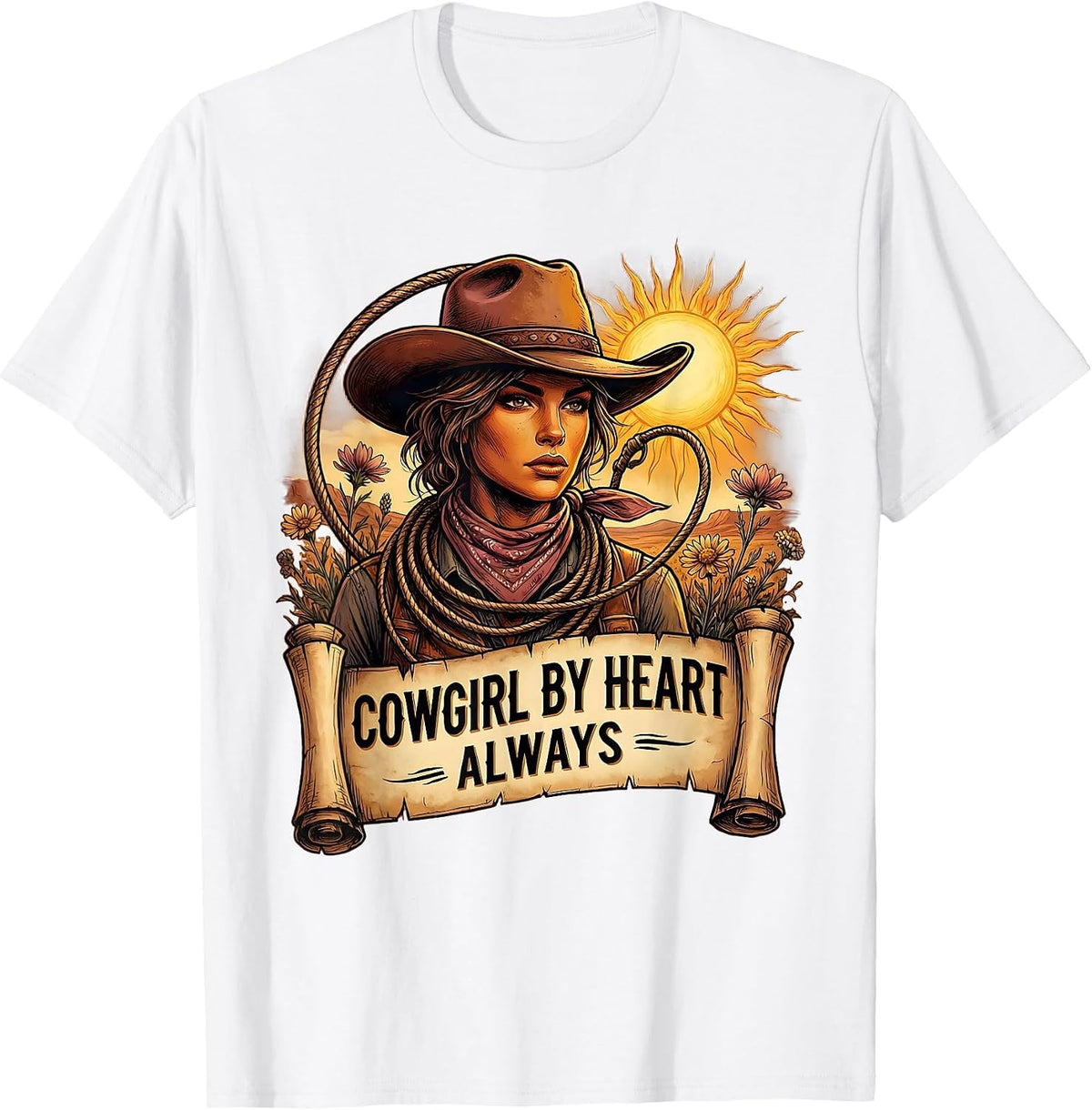 Men's Cowgirl By Heart Always Western Spirit Design T-Shirt - White