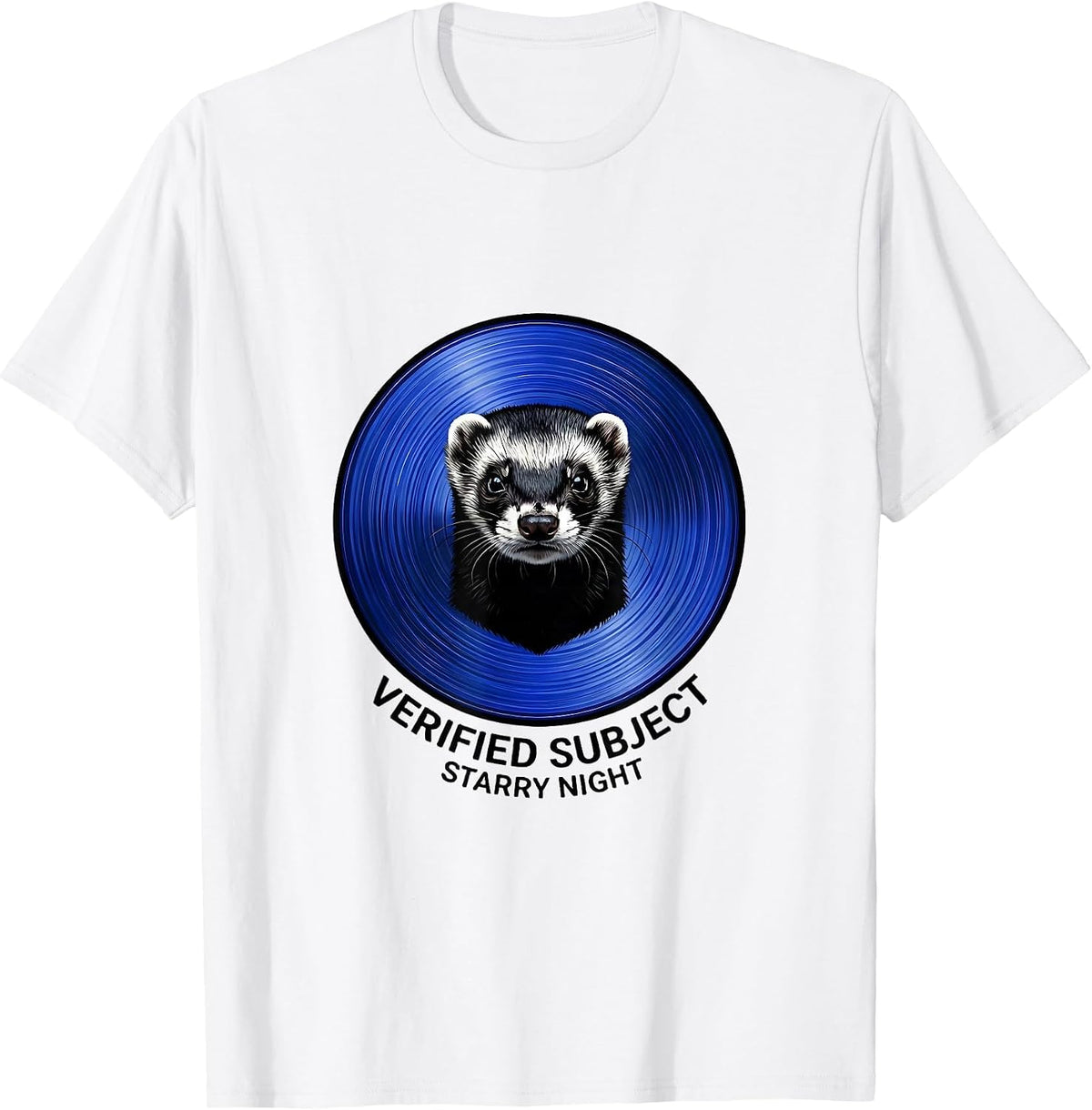 Men's Verified Subject Starry Night Ferret Van Gogh Animal Lover T-Shirt - White