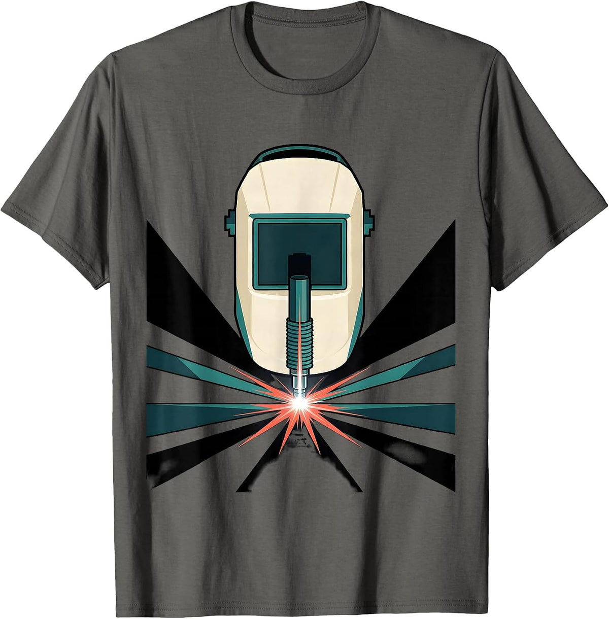 Men's Welding Hood Torch Nozzle Metal Worker Humor T-Shirt - Asphalt Grey