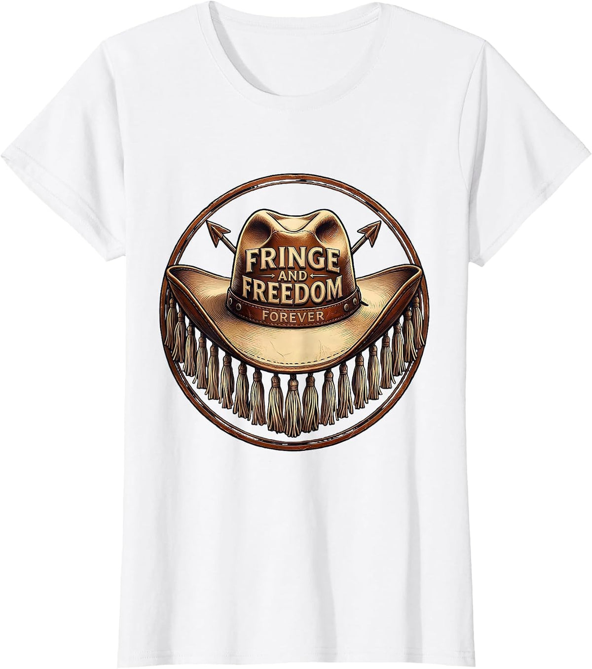 Women's Fringe and Freedom Forever Girls Western Design T-Shirt - White