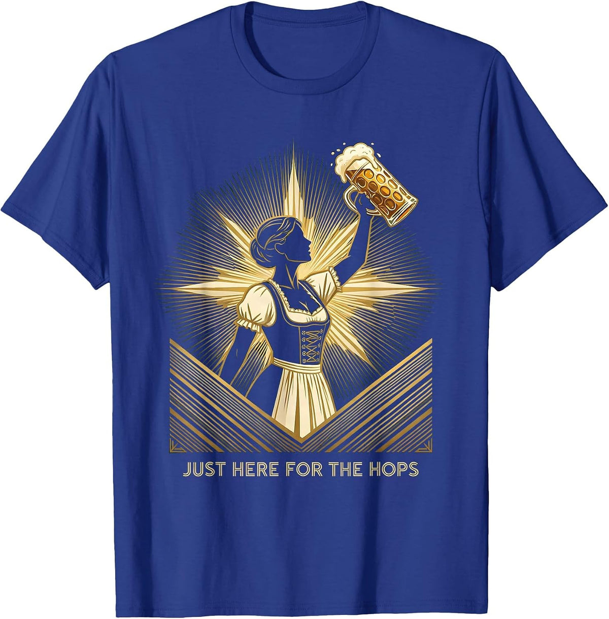 Just Here for the Hops Oktoberfest Design T-Shirt - Royal Blue