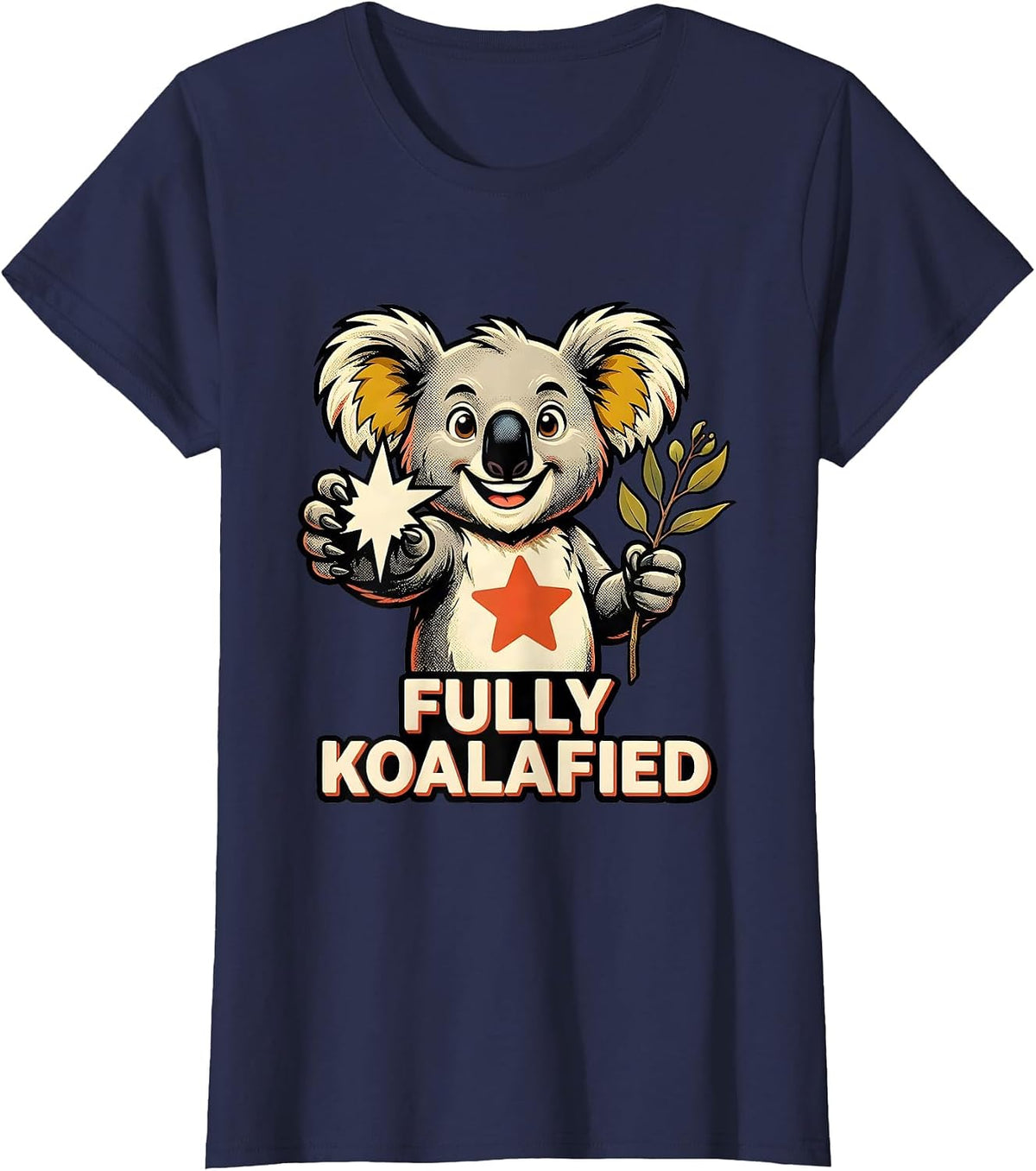Women's Fully Koalafied Retro Advertising Mascot Koala Lover Animal T-Shirt - Navy Blue