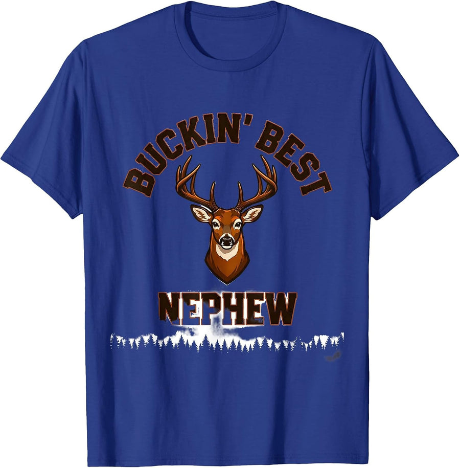 Buckin' Best Nephew Funny Deer Hunting Dad Humor T-Shirt - Royal Blue