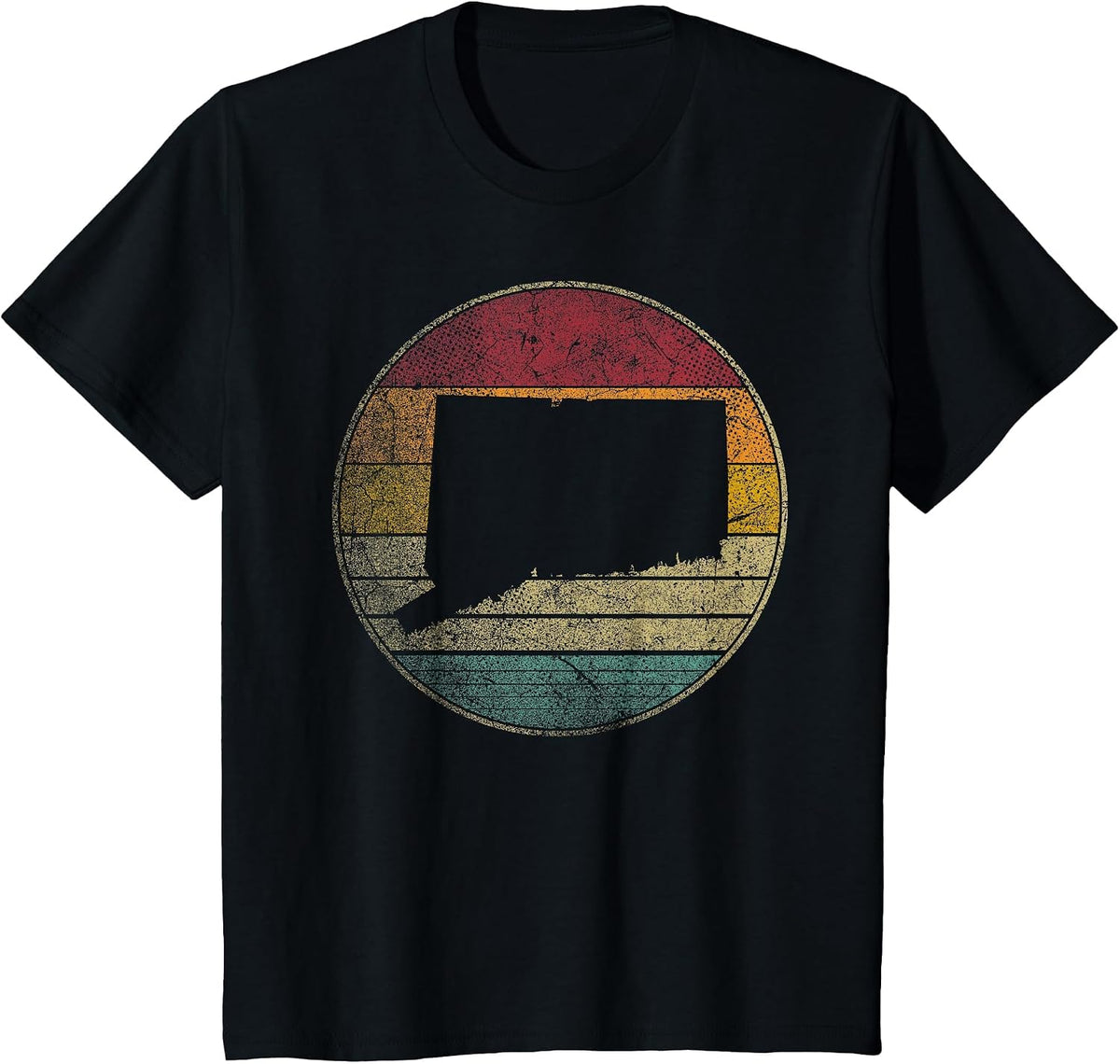 Connecticut Vintage Retro Style Distressed 70s 80s Novelty T-Shirt - Black