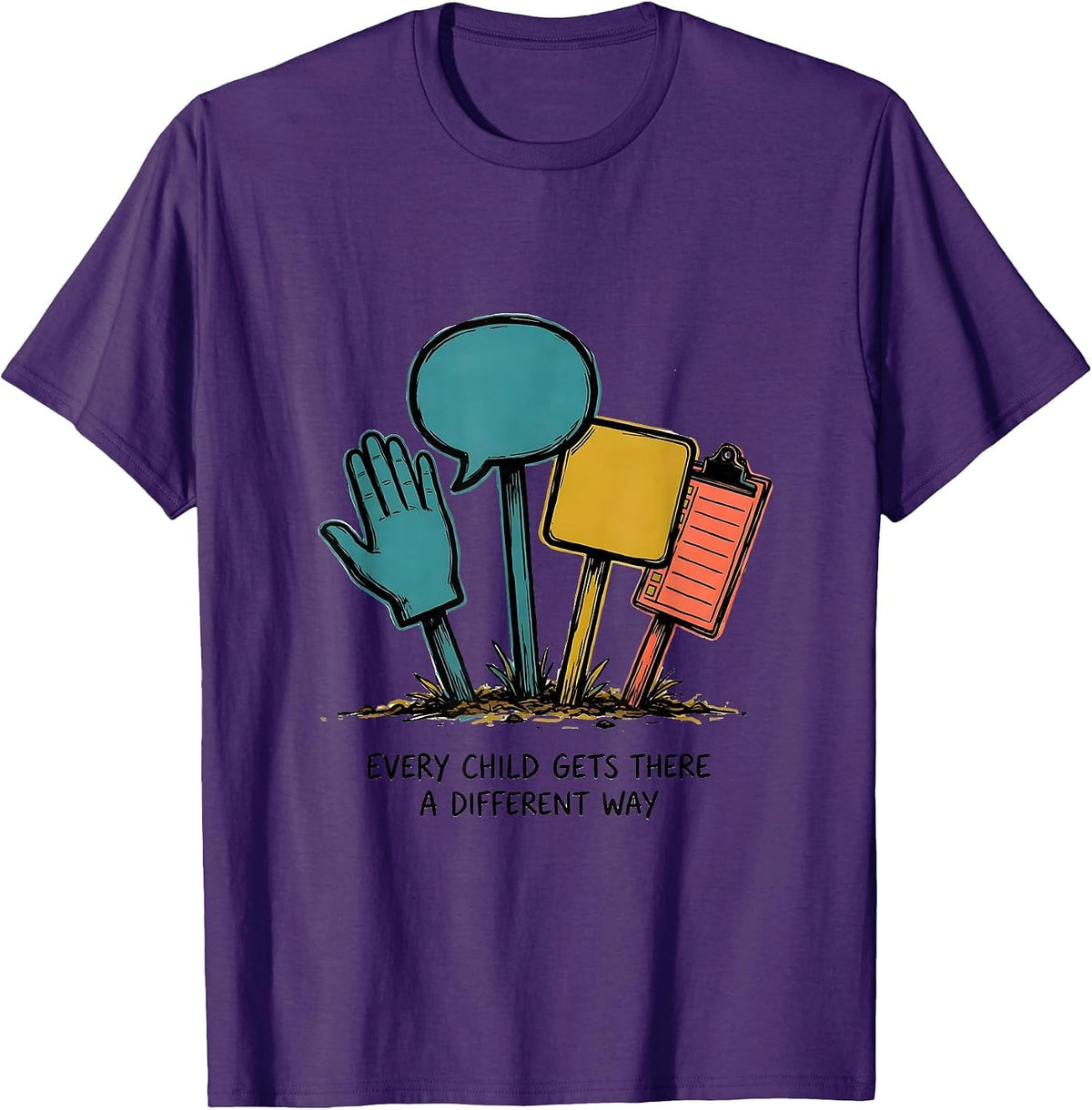 Men's Every Child Gets There A Different Way Special Education T-Shirt - Purple