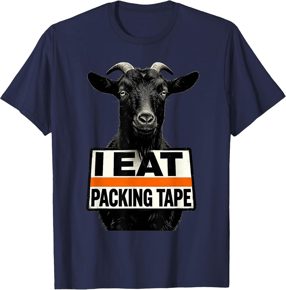 Men's I Eat Packing Tape Brutalist Graphic Absurdist Meme Humor T-Shirt - Navy Blue