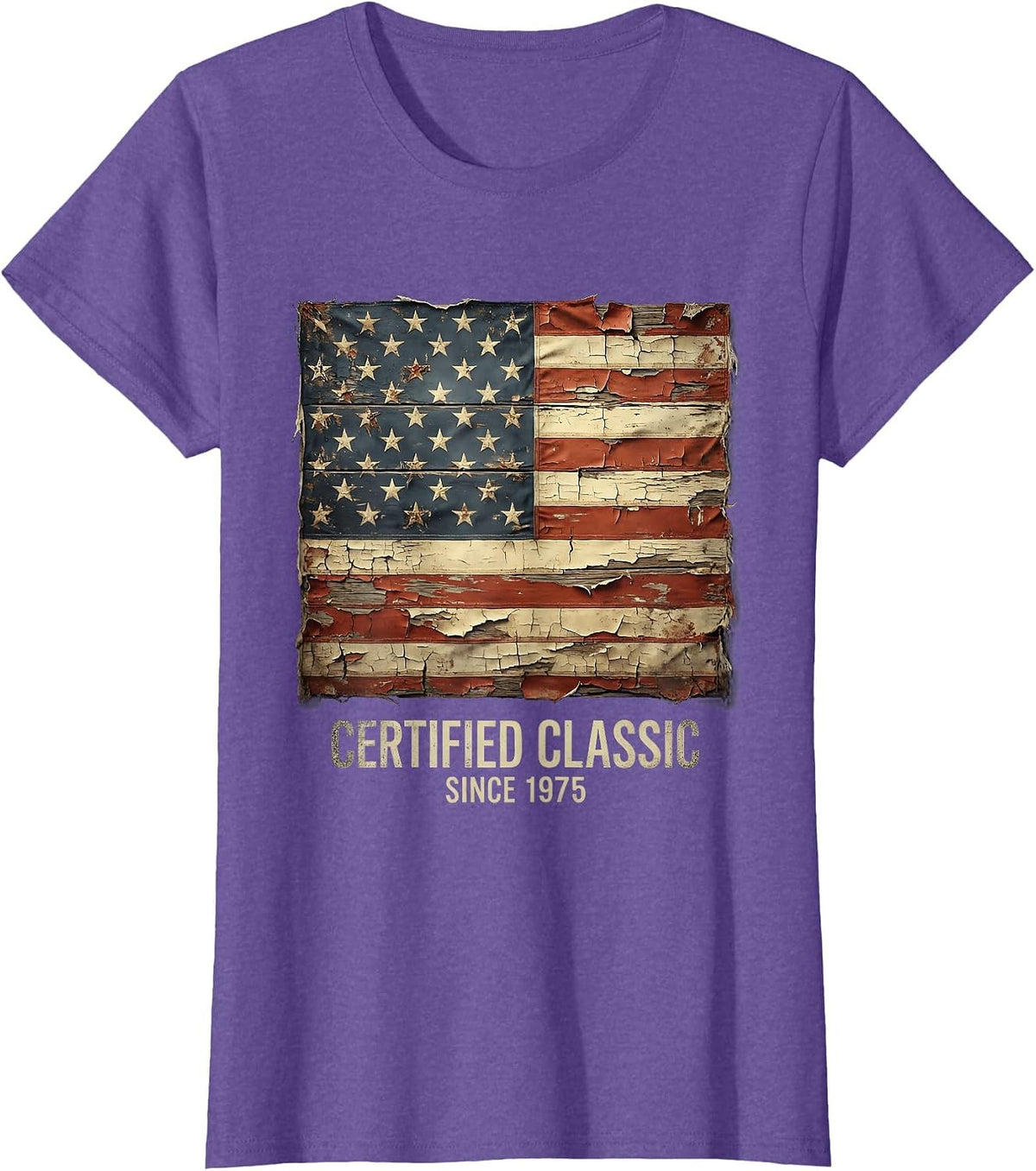 Certified Classic Since 1975 Vintage Birthday Design T-Shirt - Purple Heather