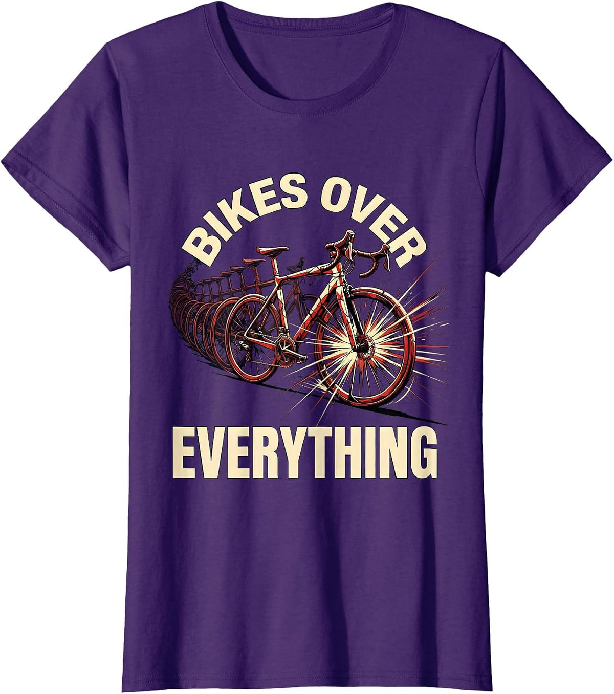 Women's Bikes Over Everything Cycling Enthusiast Design T-Shirt - Purple