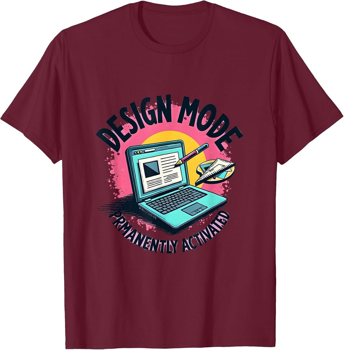 Design Mode Permanently Activated Graphic T-Shirt - Burgundy