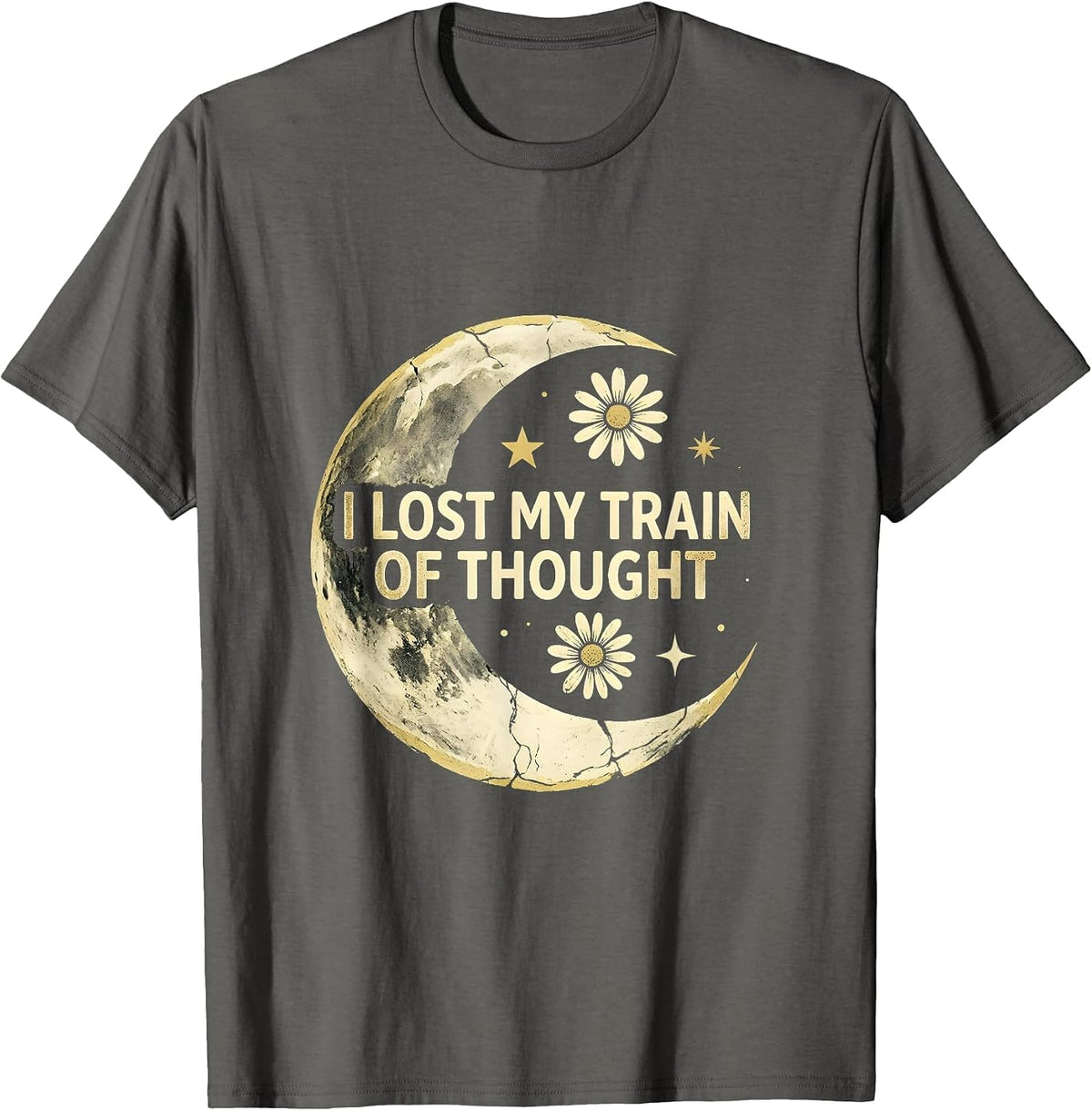 I Lost My Train of Thought Funny ADHD Design T-Shirt - Asphalt Grey