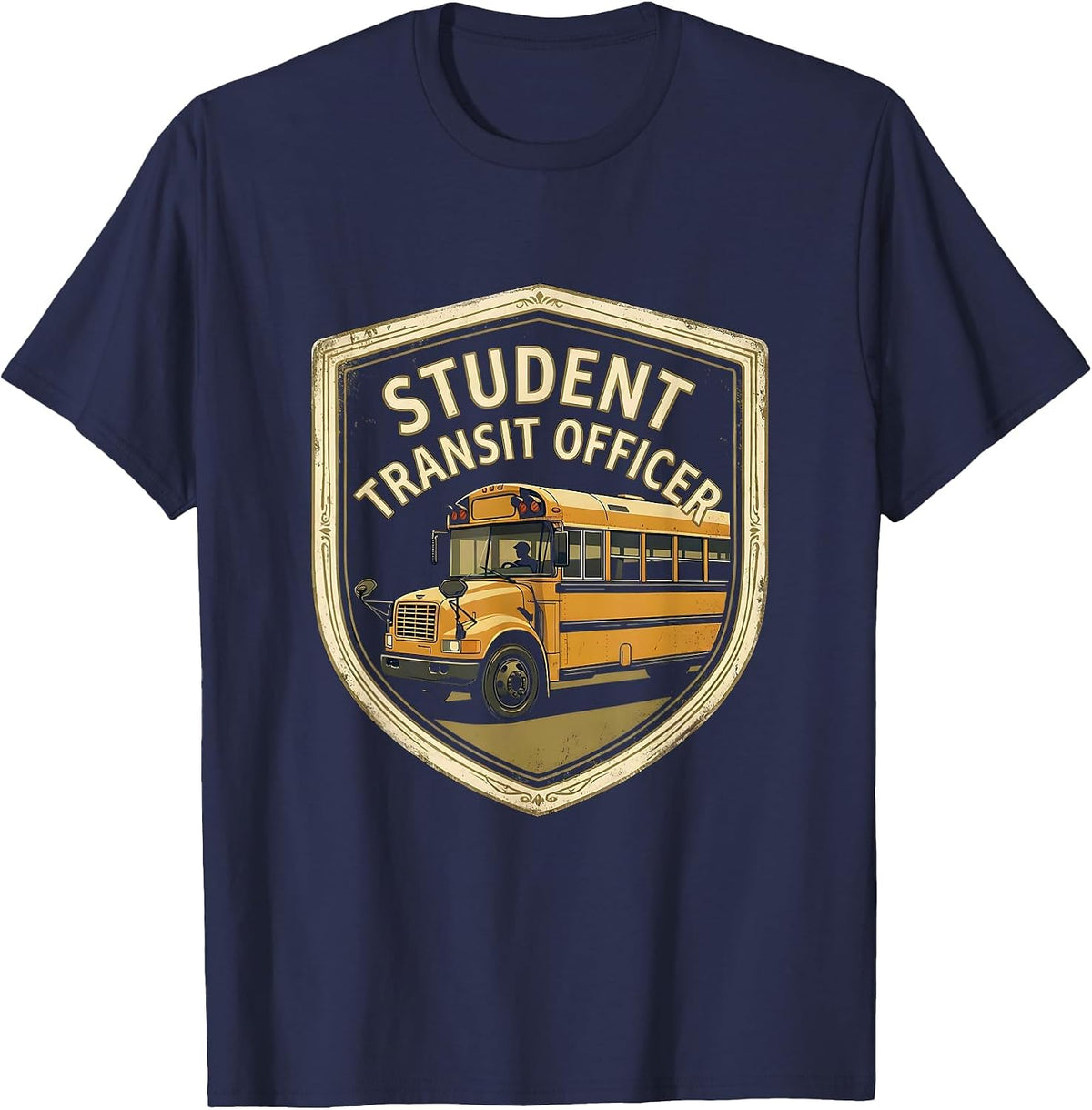Student Transit Officer Vintage School Bus Driver T-Shirt - Navy Blue