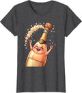 Women's Pop Pop Champagne Cork Launch Graphic Tee T-Shirt - Dark Heather Grey