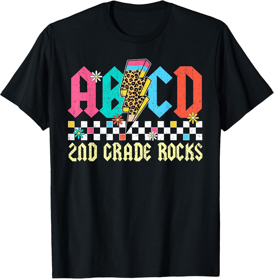 2nd Grade for Girls Boy Teacher Second Grade Back to School T-Shirt, Men, Black, Small - As Pictured