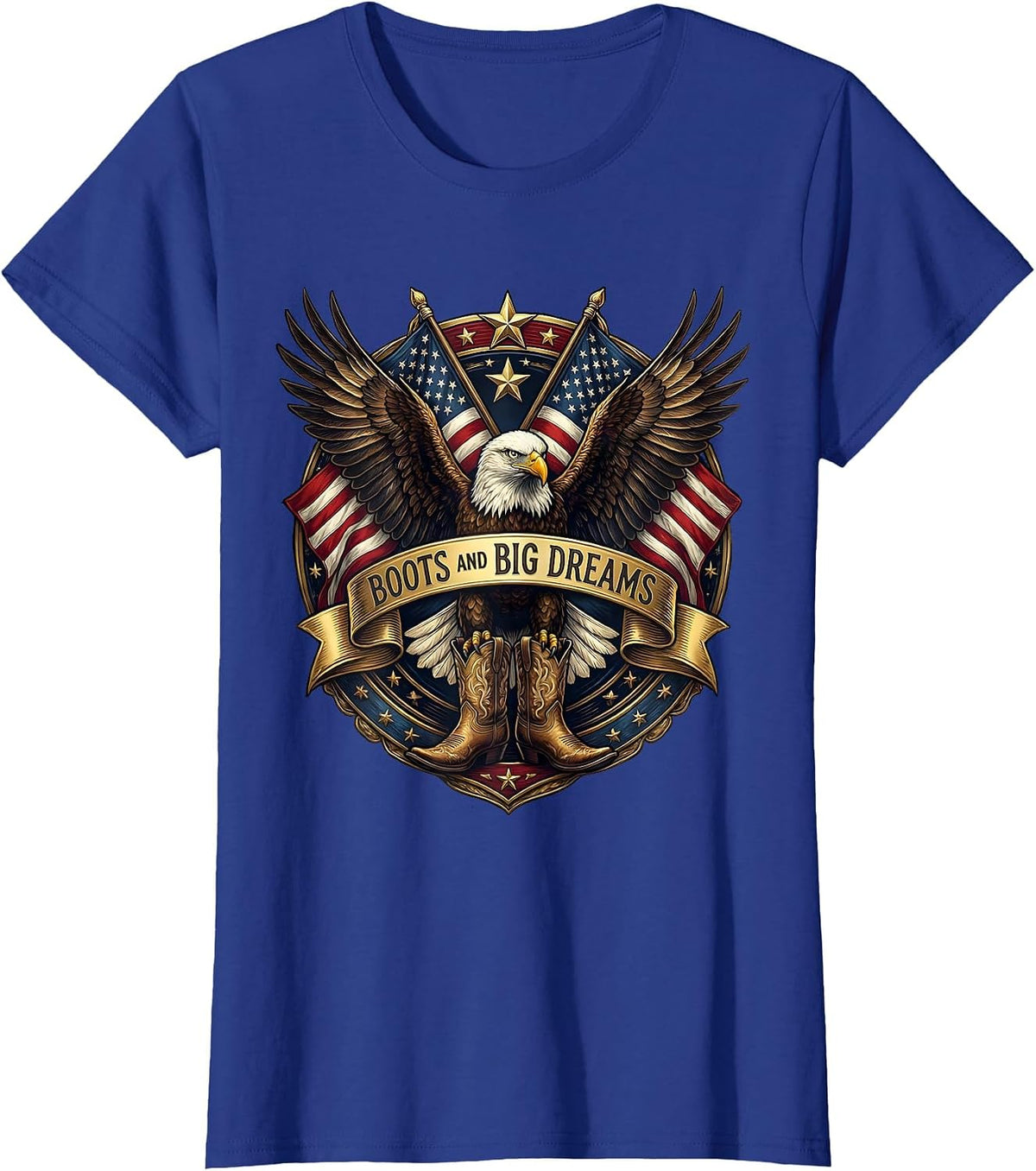 Women's Boots and Big Dreams Cowboy Graphic T-Shirt - Royal Blue