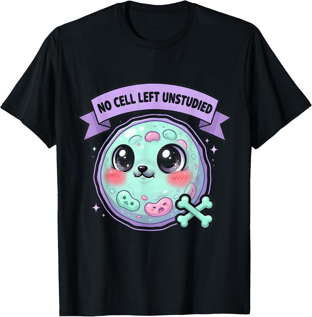 Men's No Cell Left Unstudied Science Teacher Design T-Shirt - Black