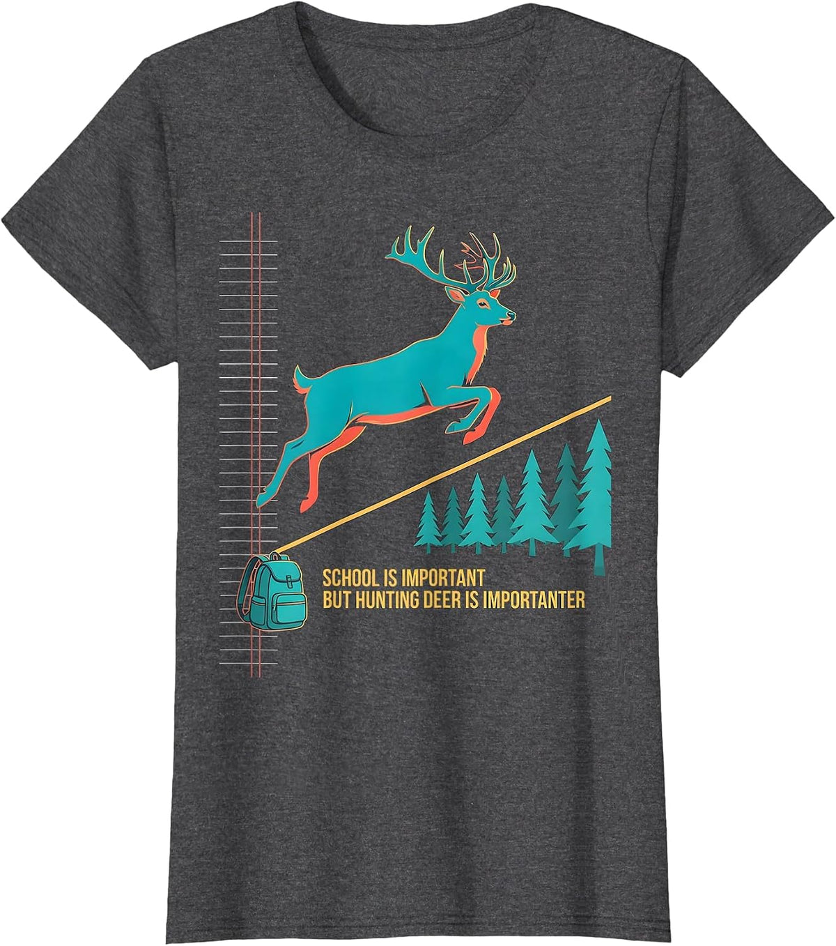 Women's School Is Important But Hunting Deer Is Importanter Kids T-Shirt - Dark Heather Grey