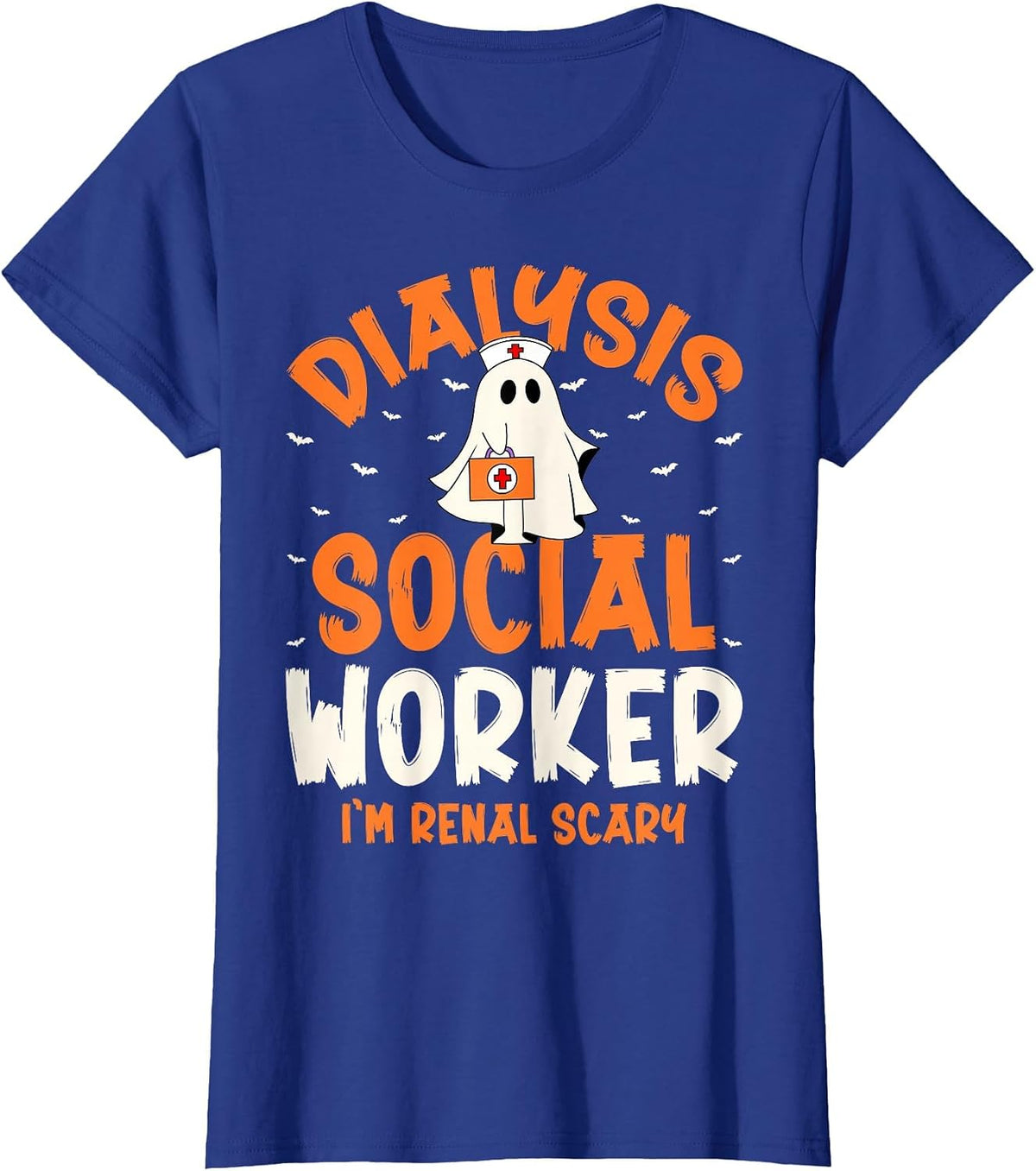 Dialysis Social Worker Renal Scary Ghost Spooky Halloween T-Shirt - Royal Blue