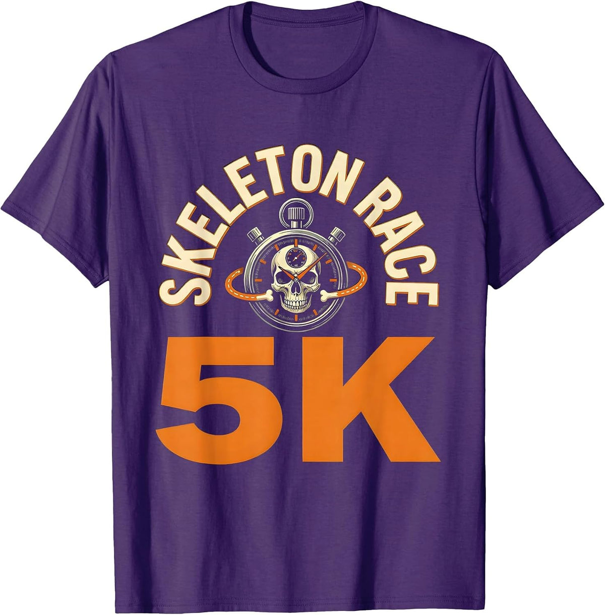 Men's Skeleton Race 5K Funny Halloween Running Costume T-Shirt - Purple
