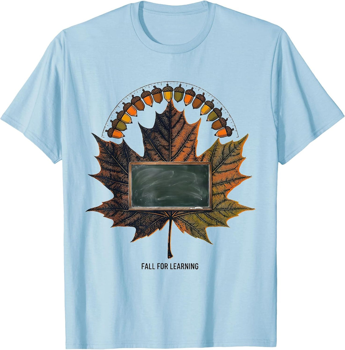 Men's Fall For Learning Retro Teacher Fall Festival Halloween T-Shirt - Baby Blue