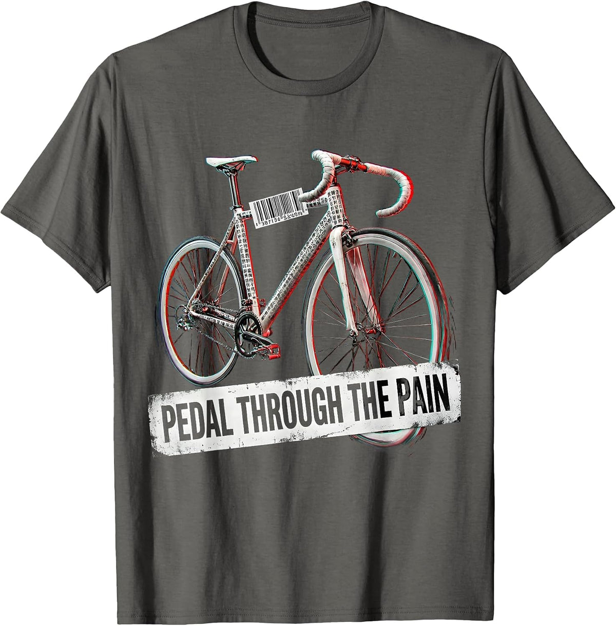 Pedal Through the Pain Cycling Design T-Shirt - Asphalt Grey