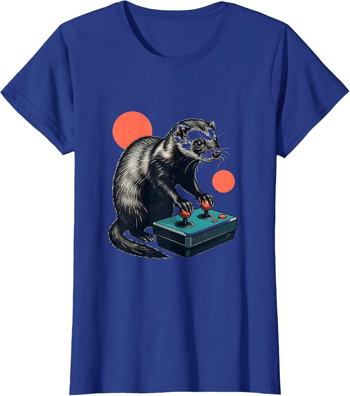 Women's Chibi Ferret Arcade Console Kawaii Anime Gamer T-Shirt - Royal Blue