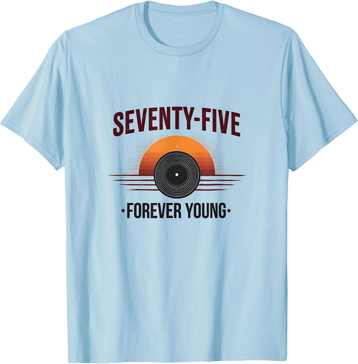 Vintage 1975 Seventy-Five Forever Young Design T-Shirt - Baby Blue