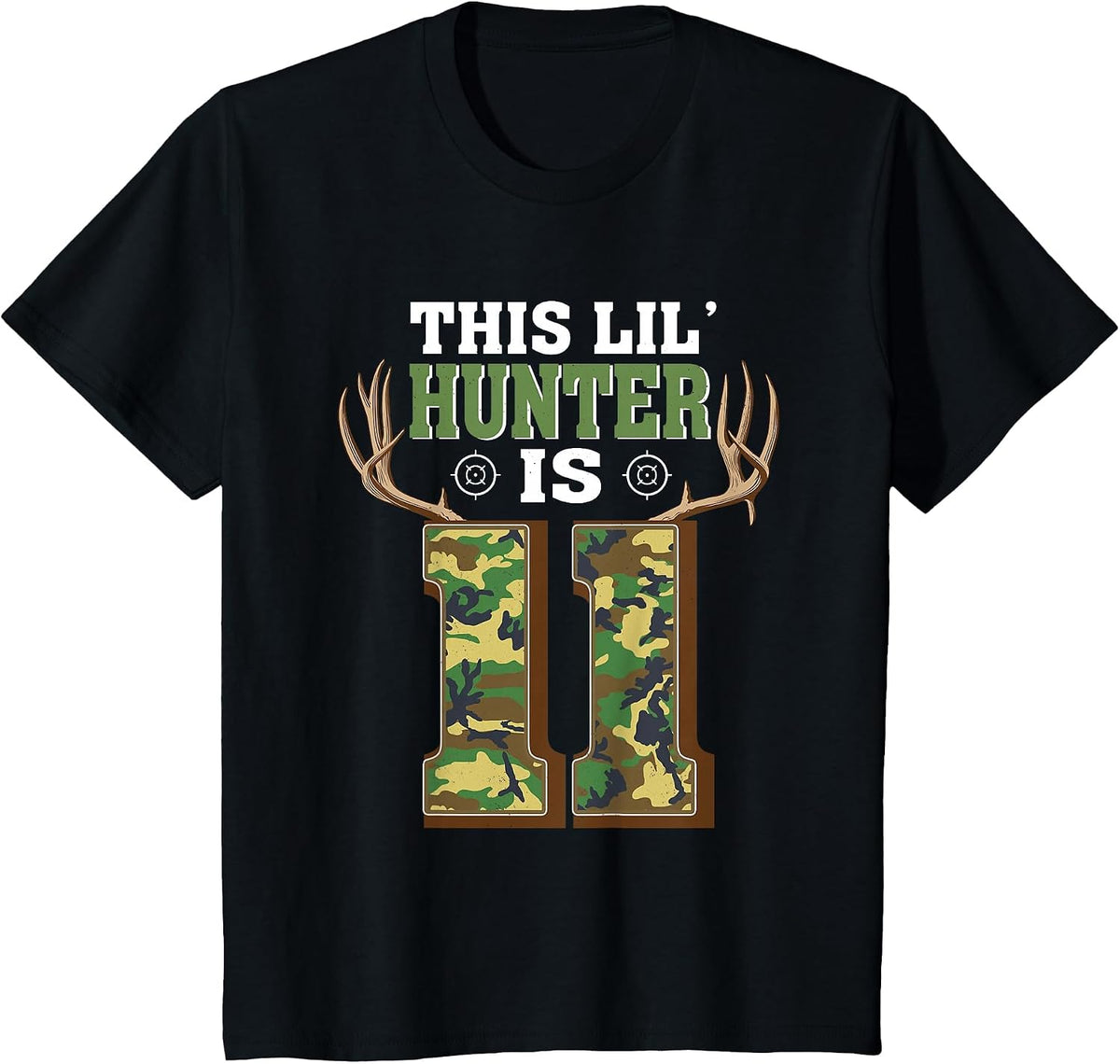 11th Birthday Hunting Deer 11 Year Old Hunter T-Shirt - Black