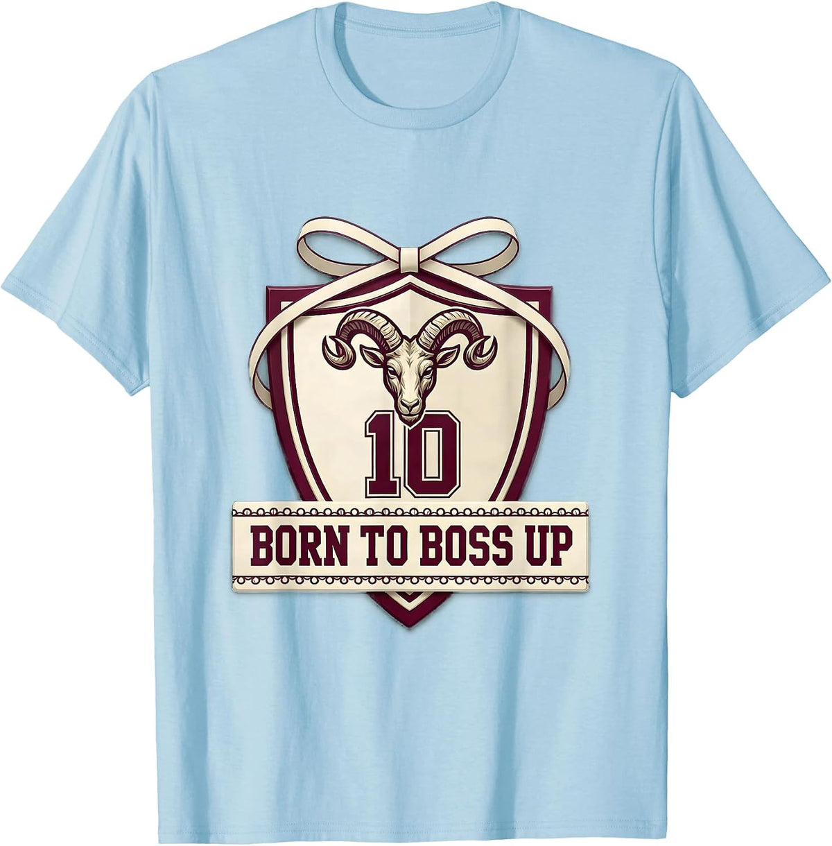 Men's Born to Boss Up Capricorn Zodiac Design T-Shirt - Baby Blue