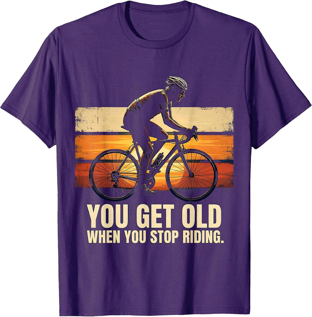 Men's You Get Old When You Stop Riding Vintage Cycling Humor T-Shirt - Purple