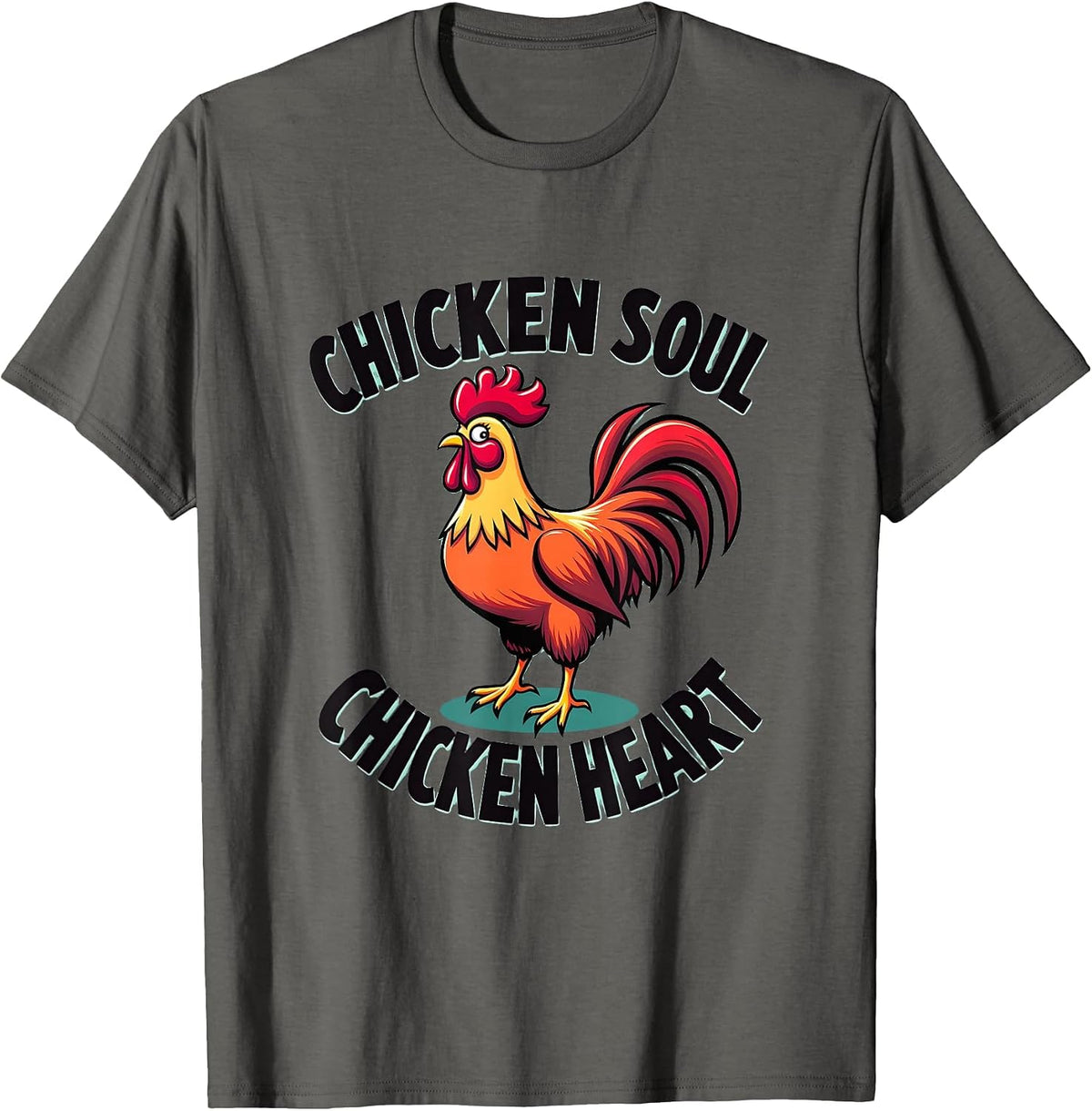 Chicken Soul Chicken Heart Poultry Love Design T-Shirt - Asphalt Grey