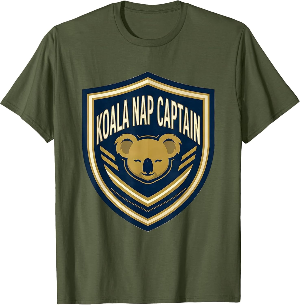 Men's Koala Nap Captain Cute Animal Sleepwear Novelty Loungewear T-Shirt - Olive Green