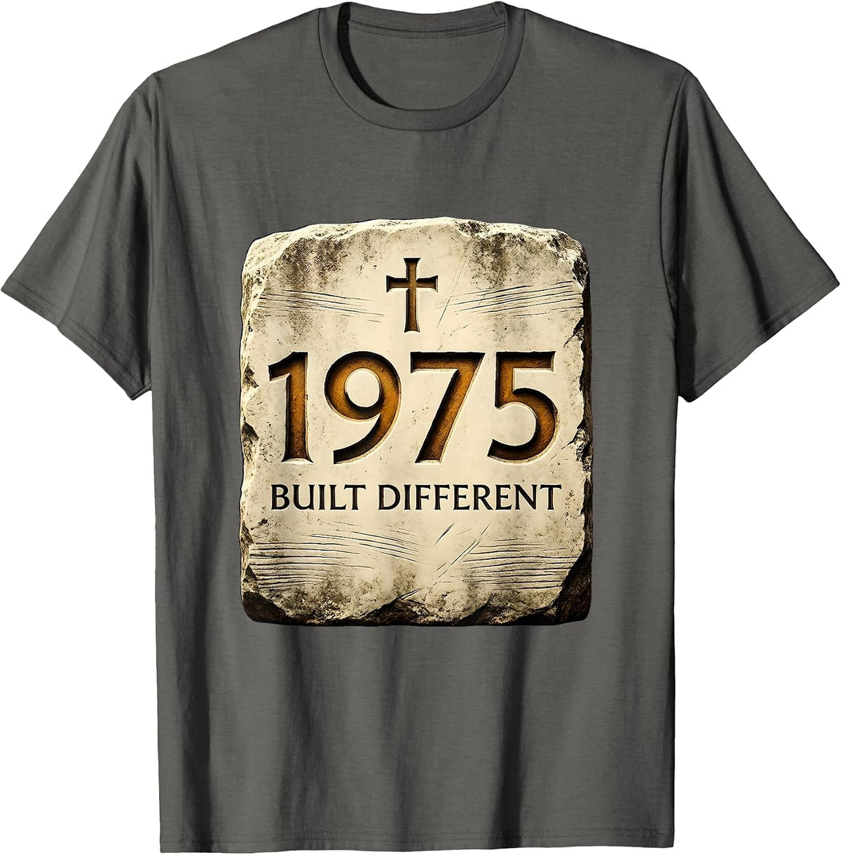 1975 Built Different Vintage Birth Year Design T-Shirt - Asphalt Grey