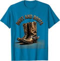 Dust and Boots Western Cowboy Design T-Shirt - Sapphire Blue