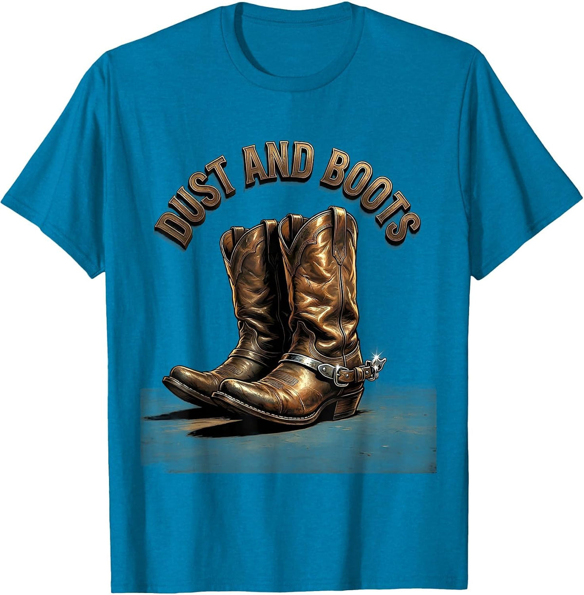 Dust and Boots Western Cowboy Design T-Shirt - Sapphire Blue
