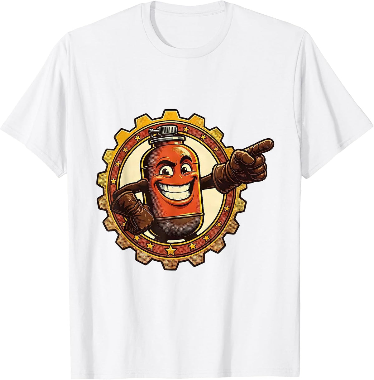 Men's Labor Day Blowtorch Gloved Hands Illustration T-Shirt - White