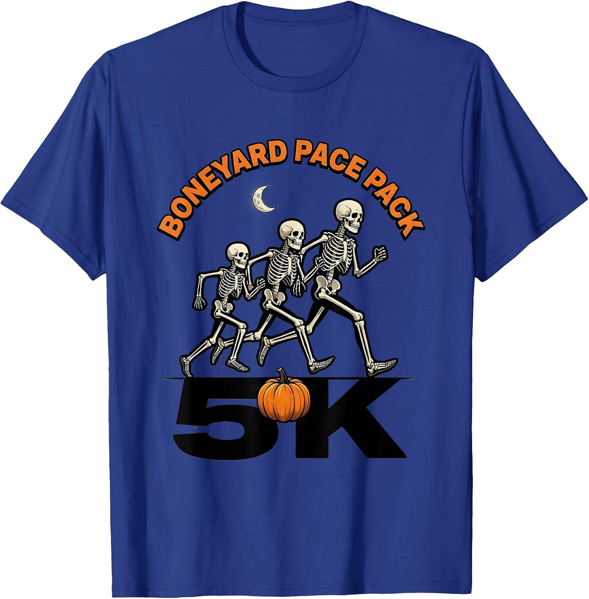 Men's Boneyard Pace Pack 5K Funny Halloween Skeleton Runner Race T-Shirt - Royal Blue