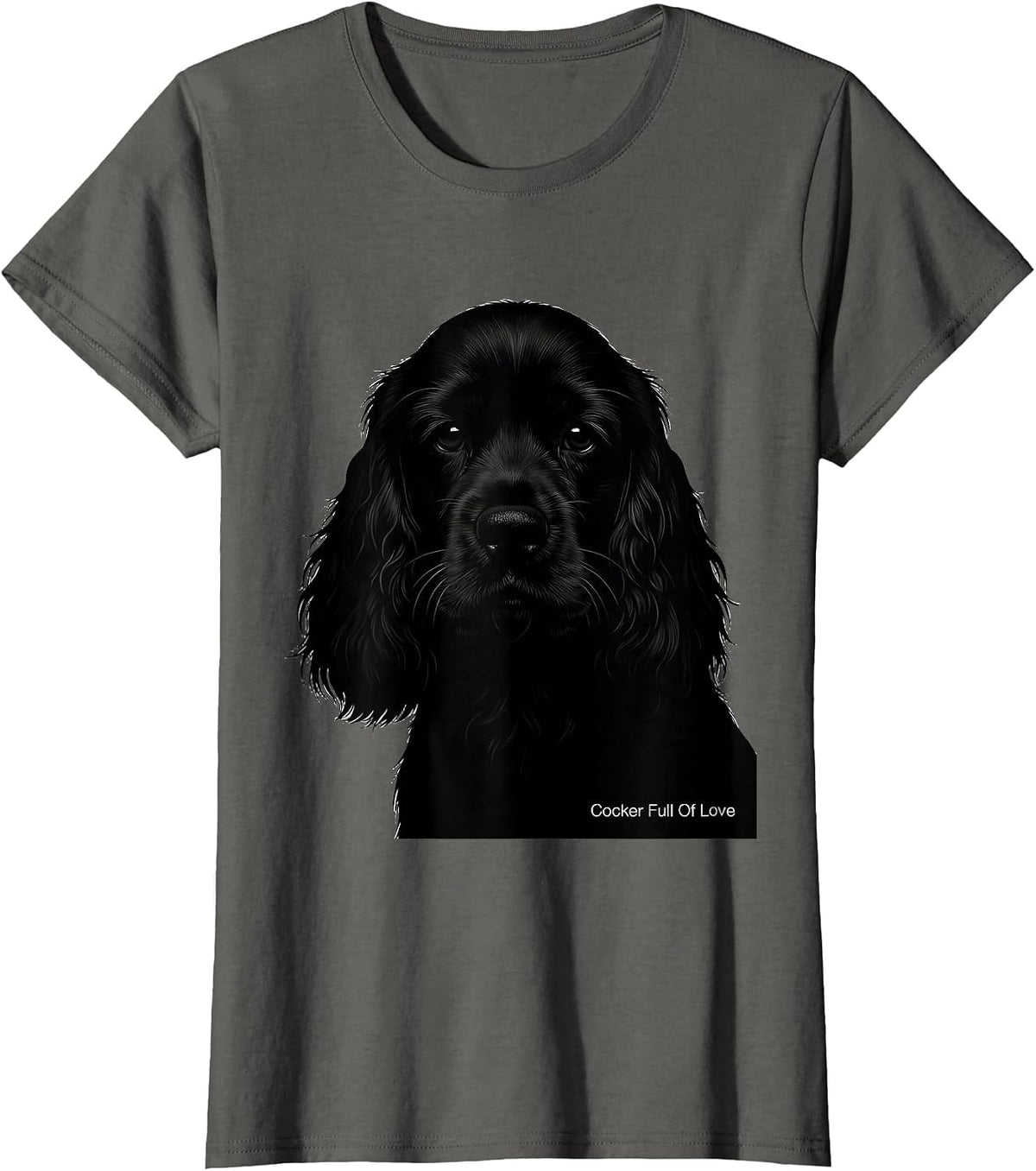 Women's Cocker Full Of Love Funny Dog Lover Breed Humor T-Shirt - Asphalt Grey